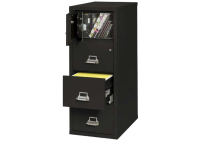 Black storage and filing cabinet